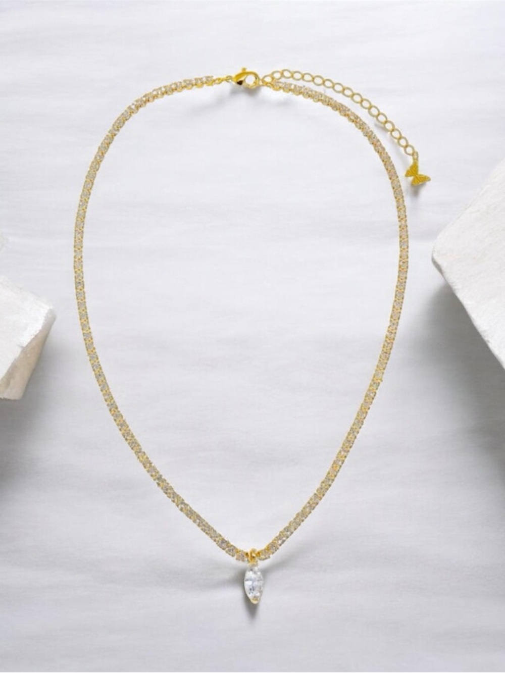 Designer Adina Eden - CZ Marquise Pendant Tennis Choker MSRP 125